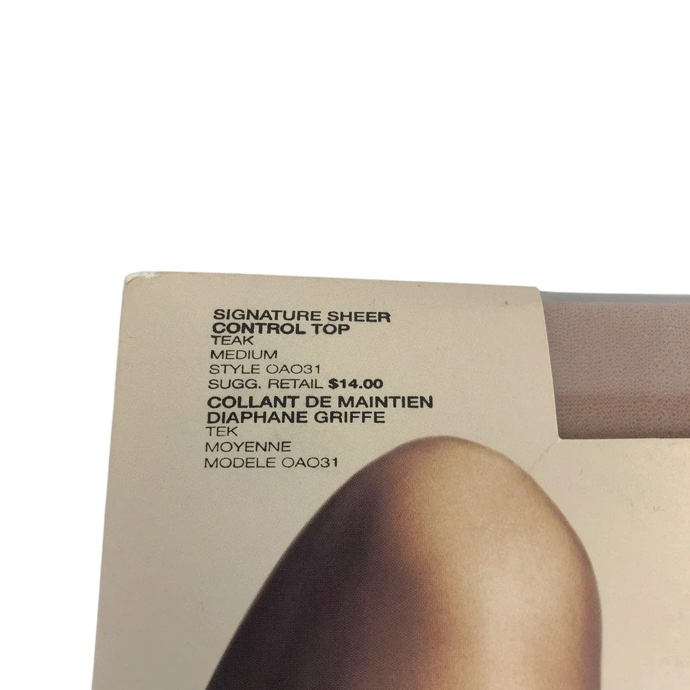 Donna Karan Signature Sheer Control Top Tights Pantyhose Medium Teak Style OA031
